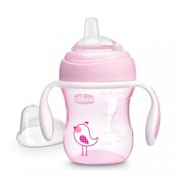   Chicco Transition Cup csöpögésmentes, szilikoncsőrös itatópohár fülekkel 4 hó+ 200 ml (rózsaszín)