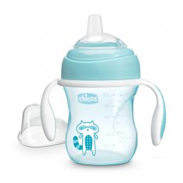   Chicco Transition Cup csöpögésmentes, szilikoncsőrös itatópohár fülekkel 4 hó+ 200 ml (kék)