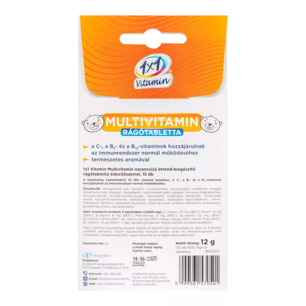1X1 Vitamin multivitamin mackó formájú rágótabletta 15x