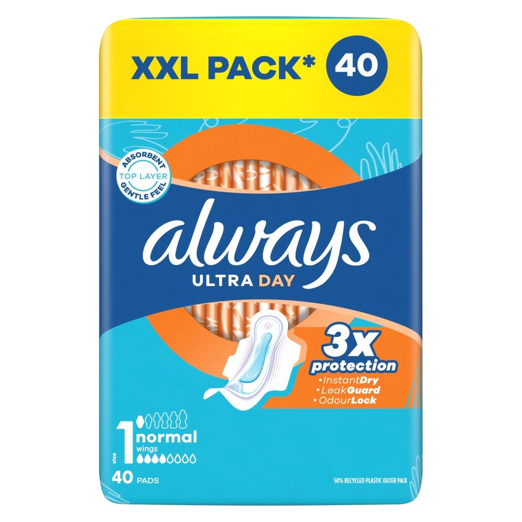 Always Ultra Day Normal egészségügyi szárnyas betét, 1-es méret (40 db)