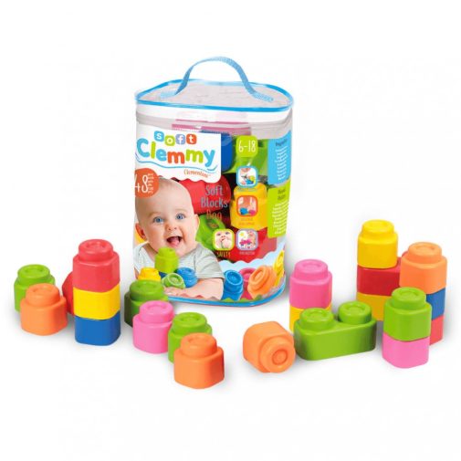 Clementoni Clemmy puha baba építőkockák tárolóval (48 db)
