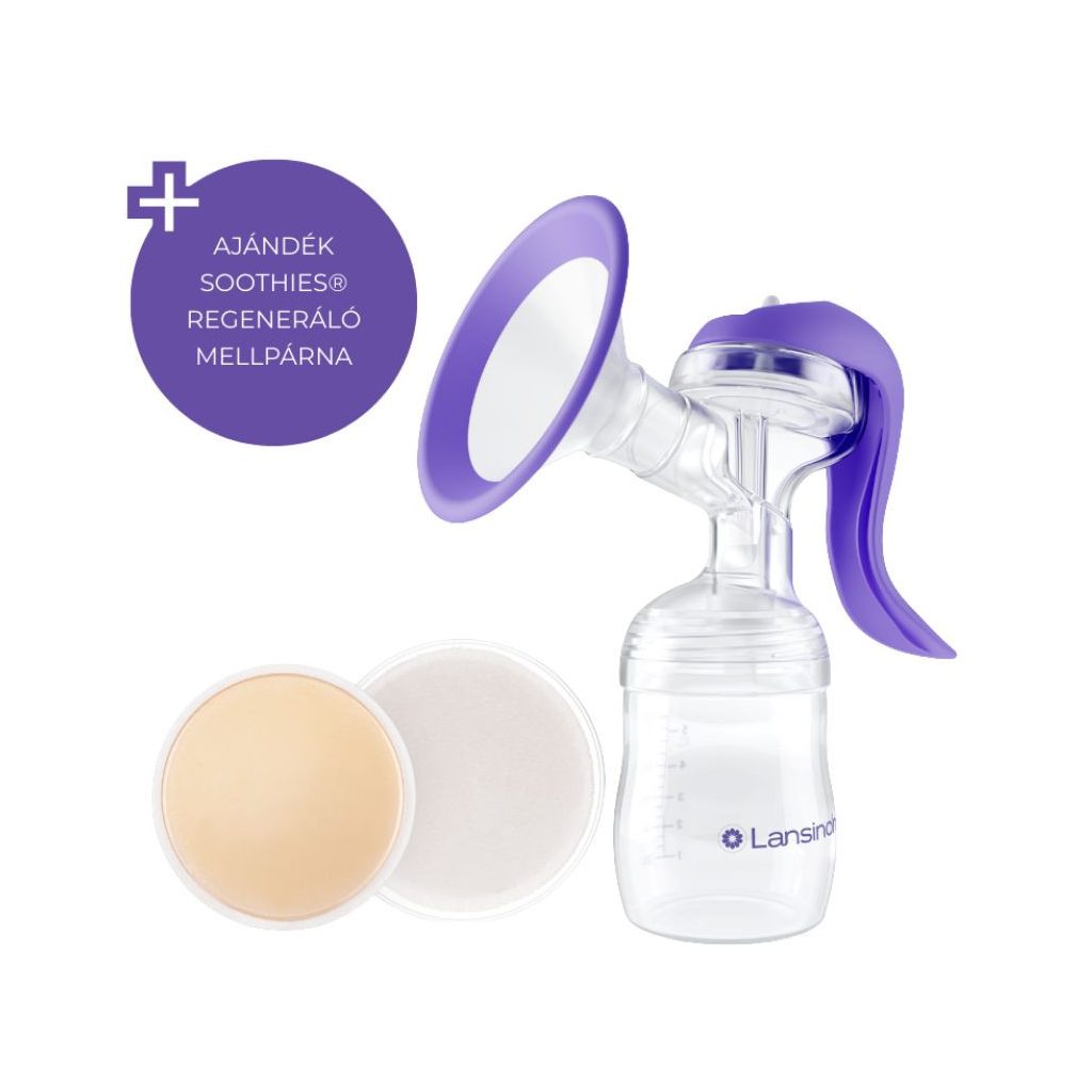 Lansinoh 2 fázisú kézi mellszívó + Soothies® regeneráló mellpárna szett
