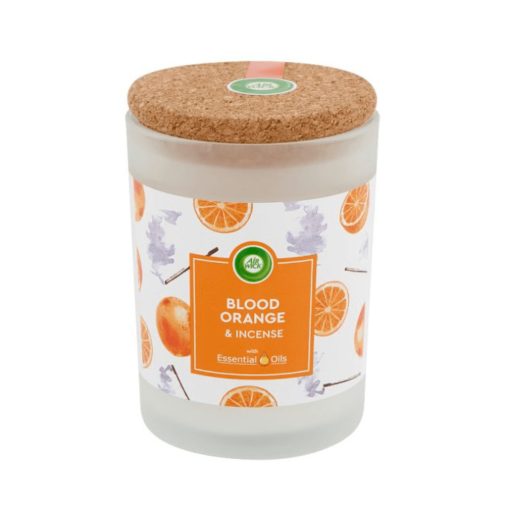 Air Wick Essential Oils illatgyertya, Vérnarancs és füstölő (185 g)
