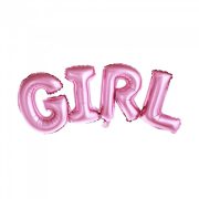   Girl feliratú rózsaszín levegős fólia lufi babaszületésre (74x33 cm)