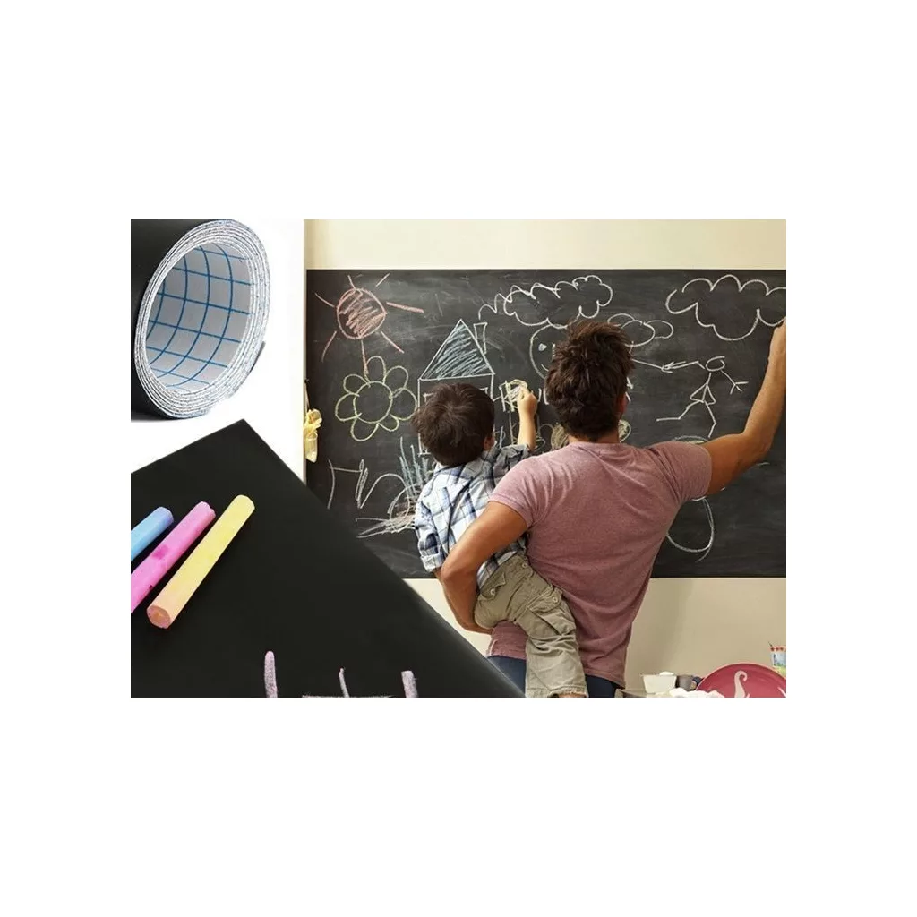 Öntapadós krétatábla matrica szett (5 db színes krétával)