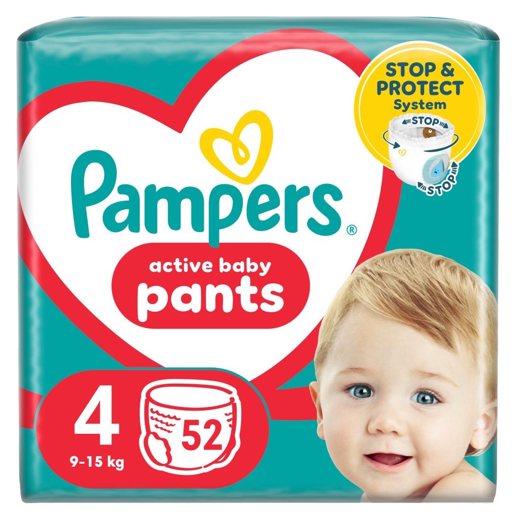Pampers Active Baby Pants bugyipelenka 4, 9-15 kg, 52 db
