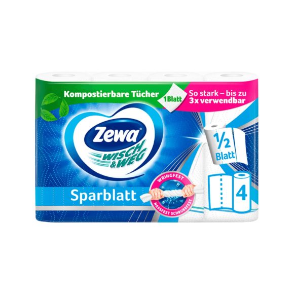 Zewa Wisch & Weg Sparblatt háztartási papírtörlő 2 rétegű (4 tekercs)