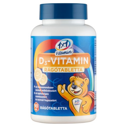 1X1 Vitaday D3 vitamin 400NE rágótabletta narancs napocska formájú 90x