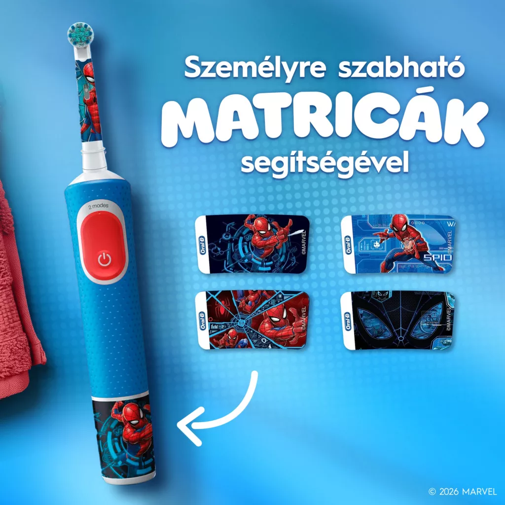 Oral-B Kids Pókember elektromos fogkefe utazótokkal