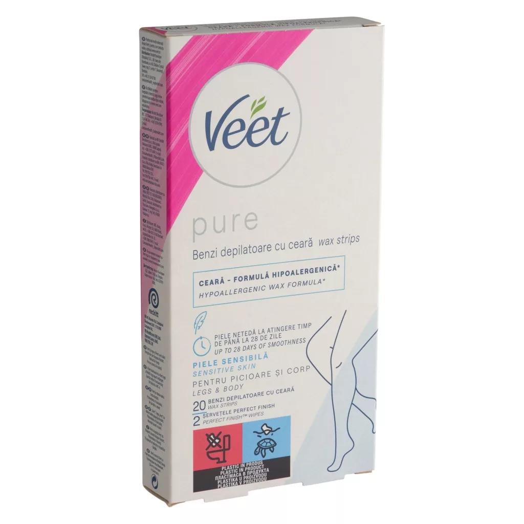 Veet Pure Gyantaszalagok Lábra és testre - érzékeny bőrre (20 db)