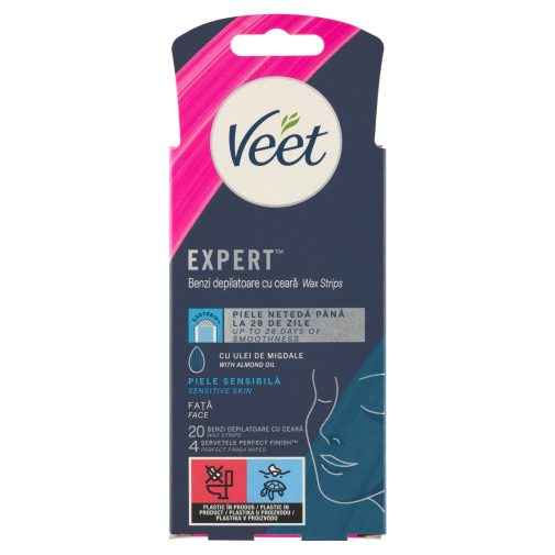 Veet Expert használatra kész hideggyanta szalagok – arcra, érzékeny bőrre (20 db)