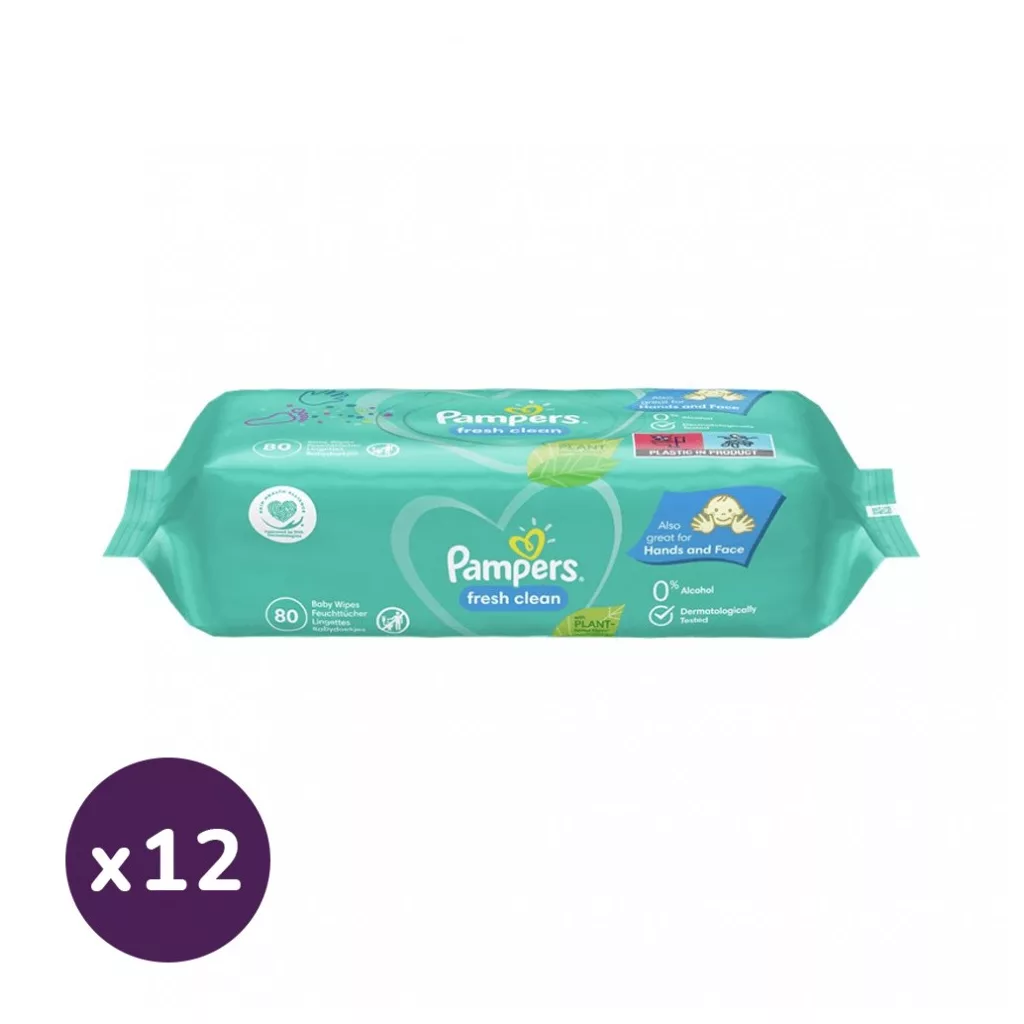 Pampers Fresh Clean nedves törlőkendő 12x80 db