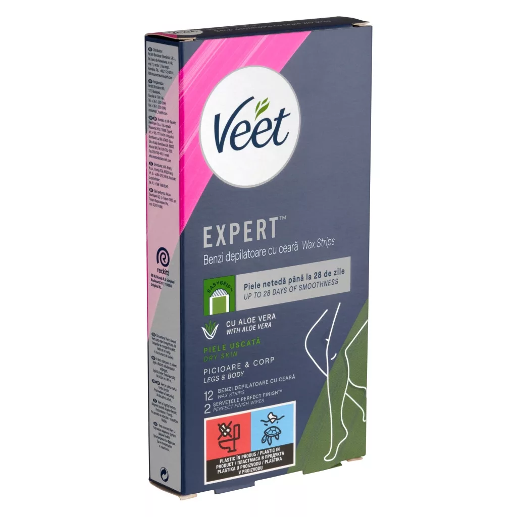 Veet Expert használatra kész hideggyanta szalagok - száraz bőrre (12 db)