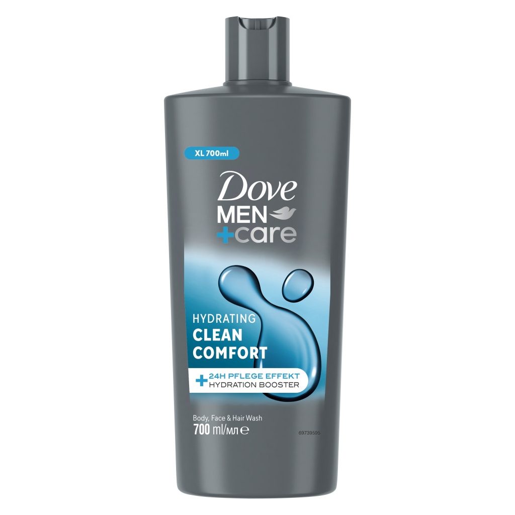 Dove Men+Care Hydrating Clean Comfort tusfürdő testre, arcra, hajra (700 ml)