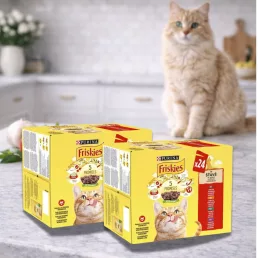   Purina Friskies alutasakos macskaeledel csirkével, marhával, báránnyal és kacsával szószban (48x85 g)