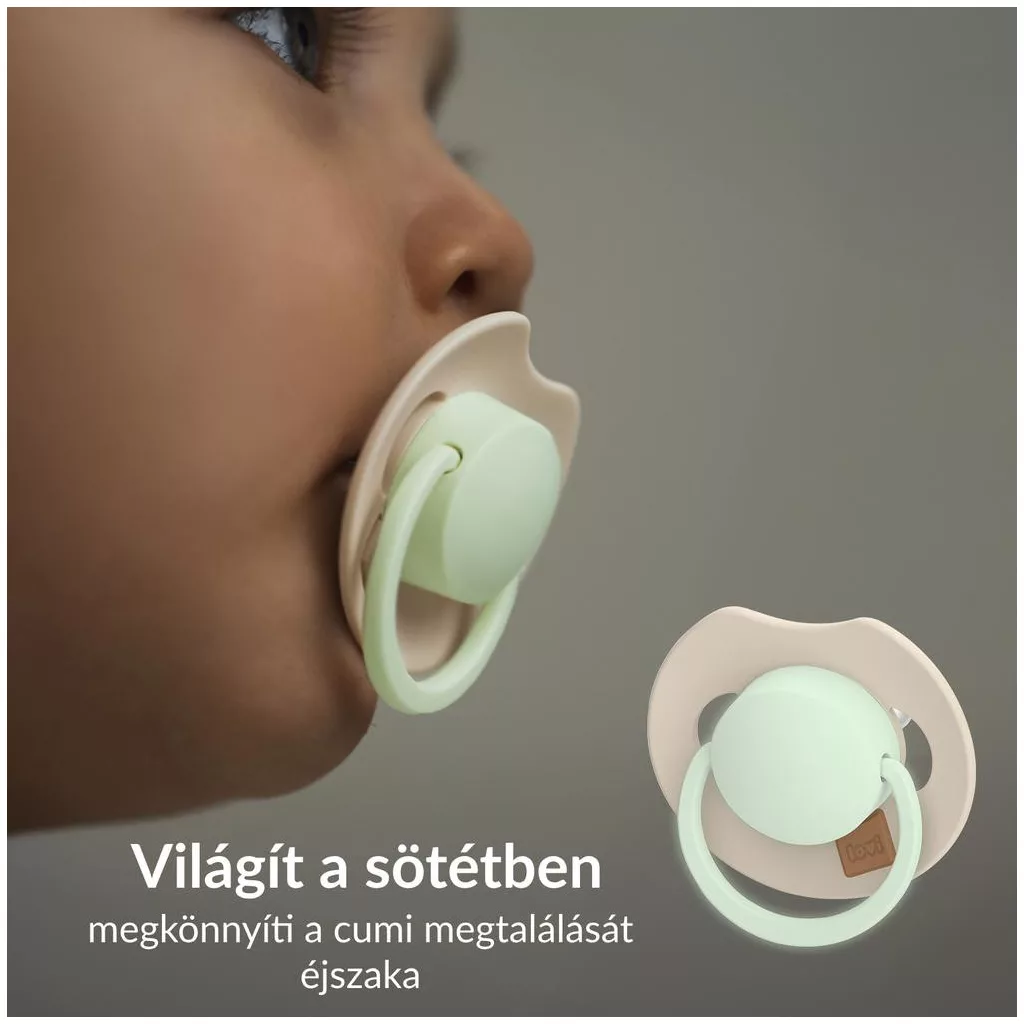 LOVI Világító dinamikus szilikon cumi Prime 0-6hó 1db (púderszín)