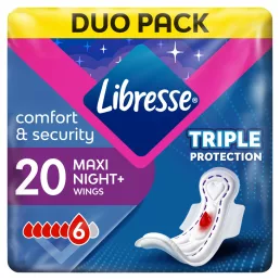   Libresse Maxi Goodnight+ Comfort & Security éjszakai egészségügyi betét (2x10 db)