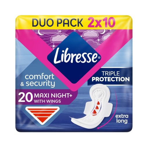 Libresse Maxi Goodnight+ Comfort & Security éjszakai egészségügyi betét (2x10 db)
