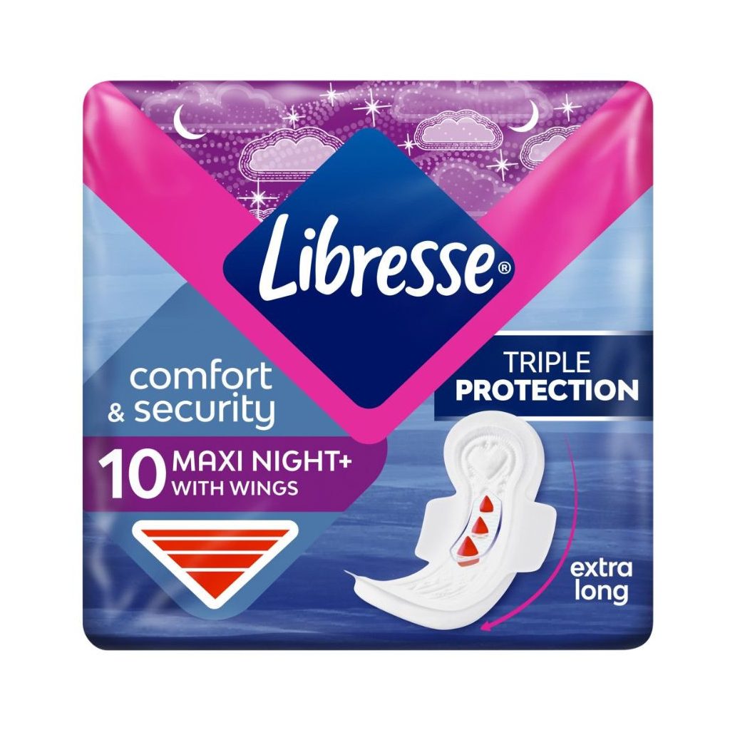 Libresse Maxi Goodnight+ Comfort & Security éjszakai egészségügyi betét (10 db)