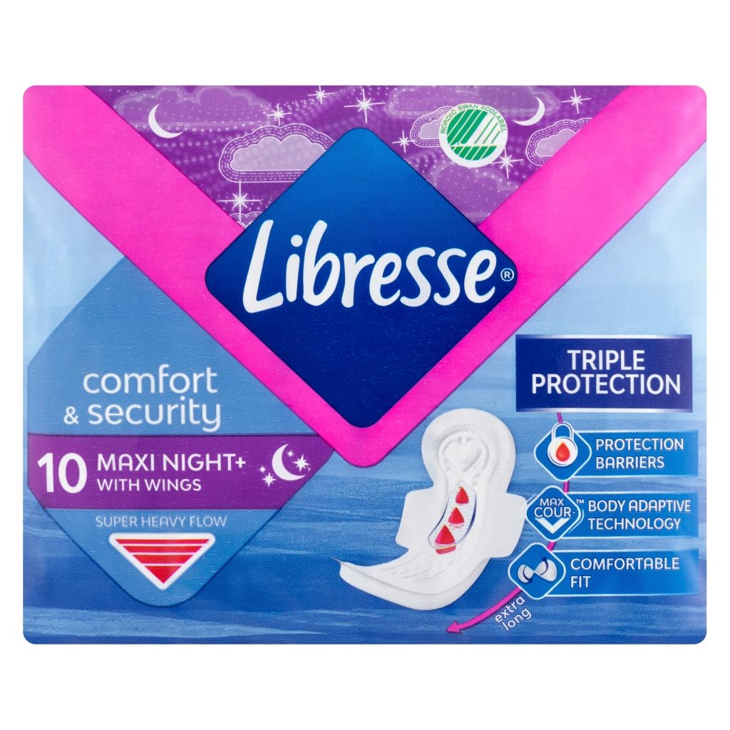 Libresse Maxi Goodnight+ Comfort & Security éjszakai egészségügyi betét (10 db)