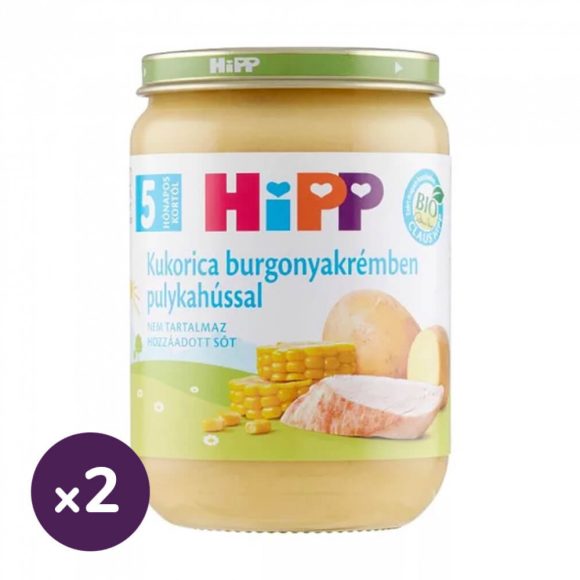 Hipp BIO kukorica burgonyakrémben pulykahússal, 5 hó+ (2x190 g)
