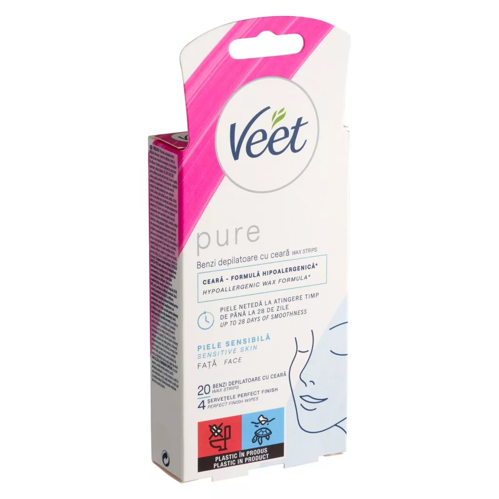 Veet Pure Gyantaszalagok Arcra – érzékeny bőrre (20 db)