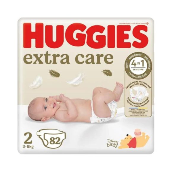 Huggies Extra Care újszülött pelenka 2, 3-6 kg, 82 db