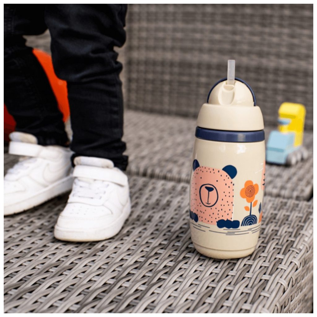 Tommee Tippee Superstar insulated straw szívószálas hőtartó pohár 266 ml, 12 hó+ (bézs)
