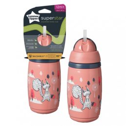   Tommee Tippee Superstar insulated straw szívószálas hőtartó pohár 266 ml, 12 hó+(rózsa)