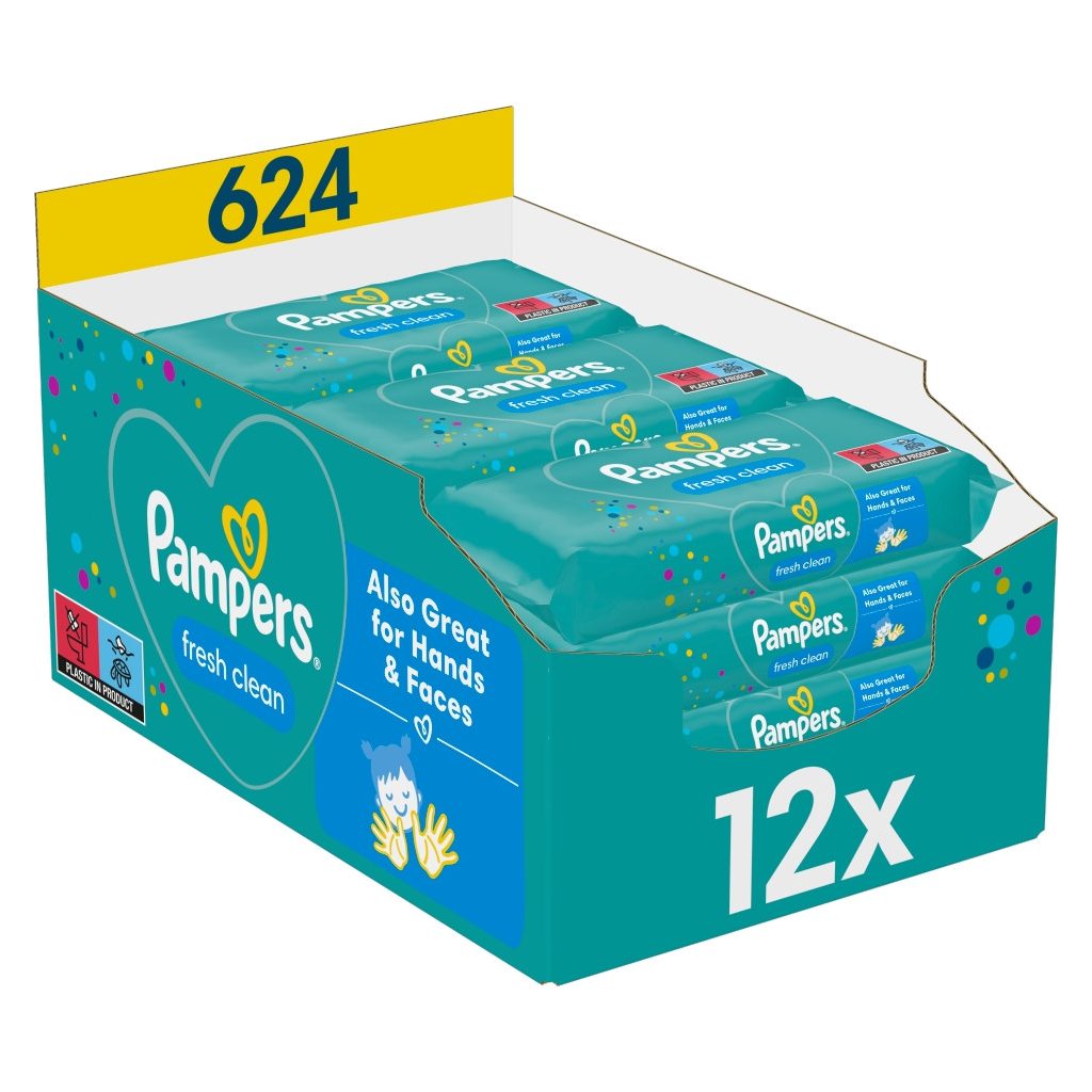 Pampers Fresh Clean nedves törlőkendő 12x52 db