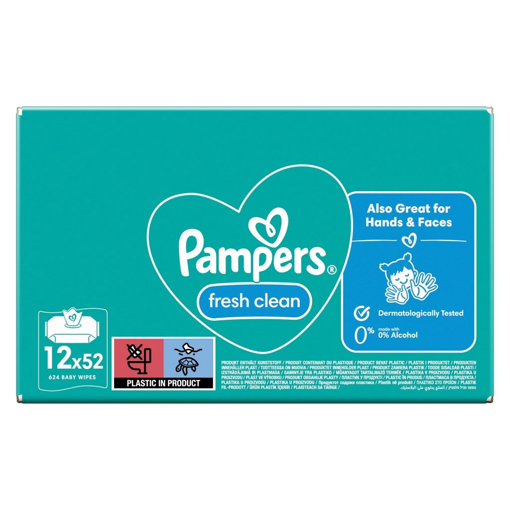 Pampers Fresh Clean nedves törlőkendő 12x52 db