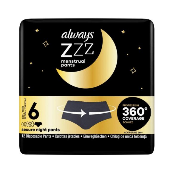 Always Ultra éjszakai eldobható menstruációs bugyi kis/közepes méret (12 db)