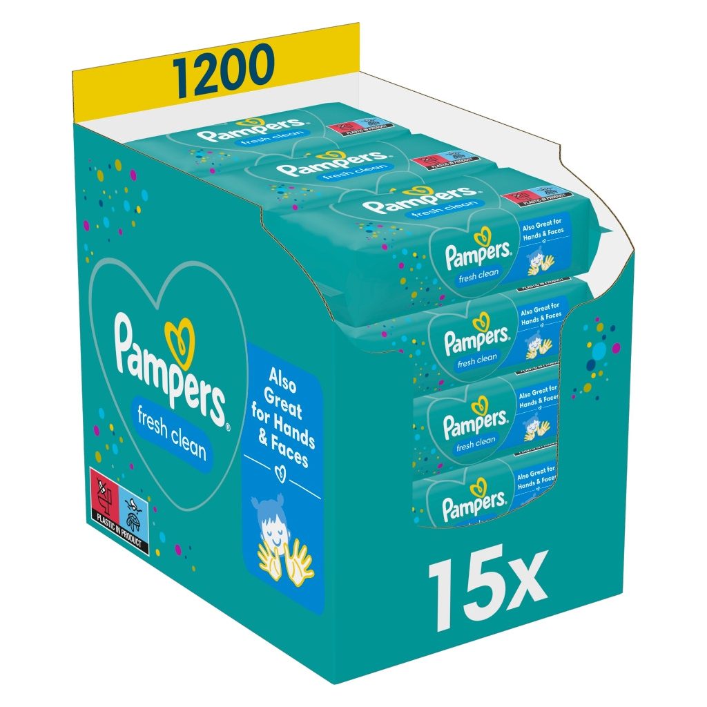 Pampers Fresh Clean nedves törlőkendő (15x80 db)