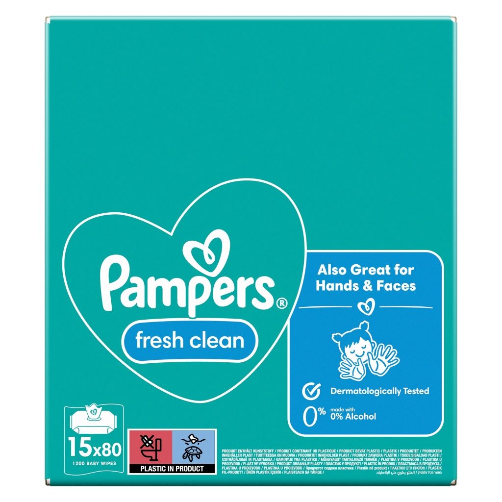 Pampers Fresh Clean nedves törlőkendő (15x80 db)