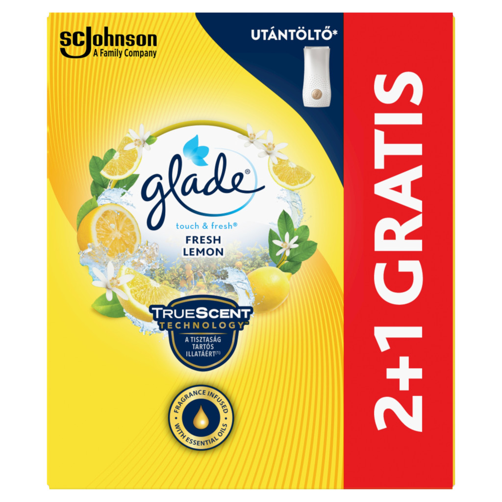 Glade Touch & Fresh Fresh Lemon koncentrált aeroszolos légfrissítő utántöltő 3x10 ml (30 ml)