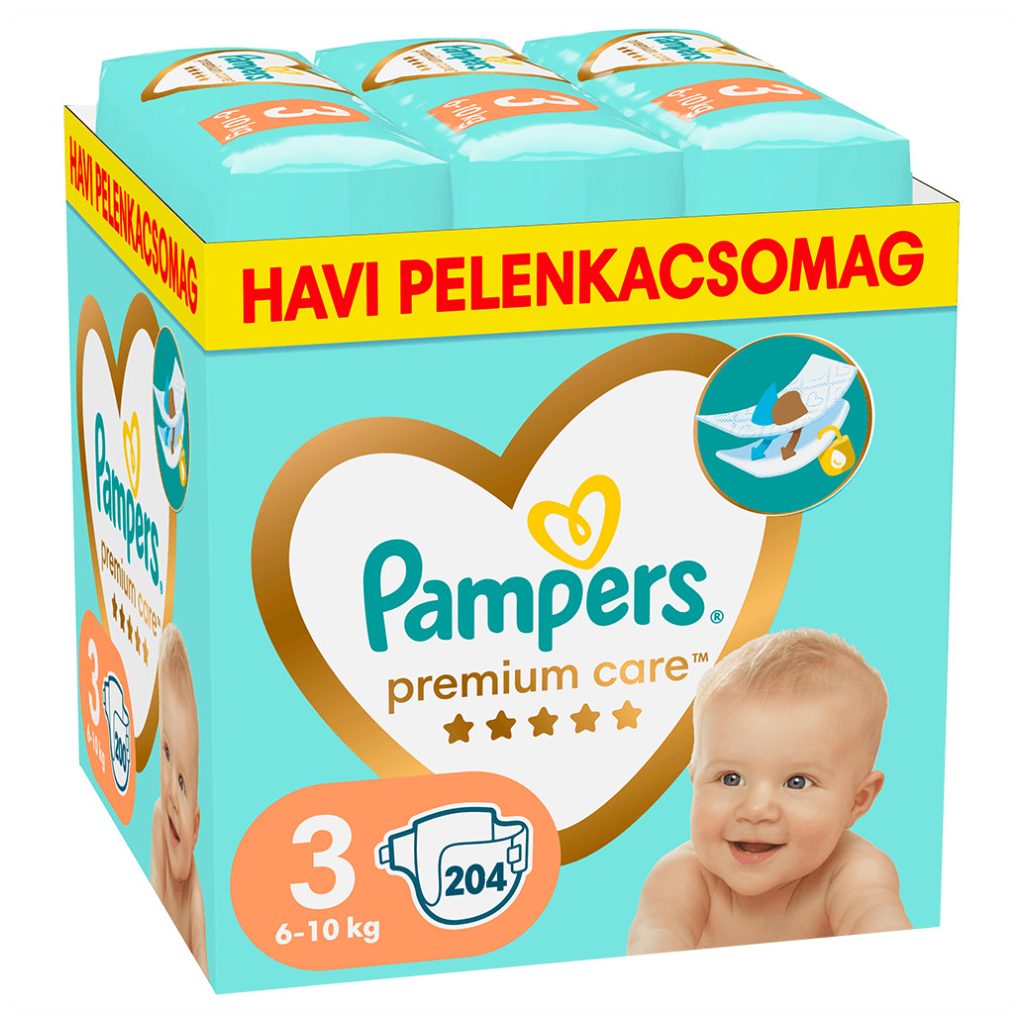 Pampers Premium Care pelenka, Midi 3, 6-10 kg, HAVI PELENKACSOMAG 204 db