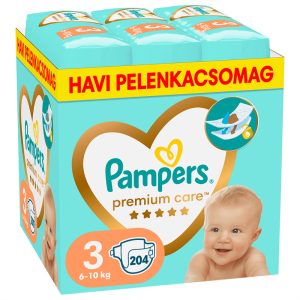 Pampers Premium Care pelenka, Midi 3, 6-10 kg, HAVI PELENKACSOMAG 204 db Pampers Premium Care pelenka, Midi 3, 6-10 kg, HAVI PELENKACSOMAG 204 db