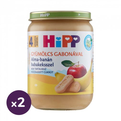 Hipp BIO alma-banán babakeksszel, 4 hó+ (2x190 g)