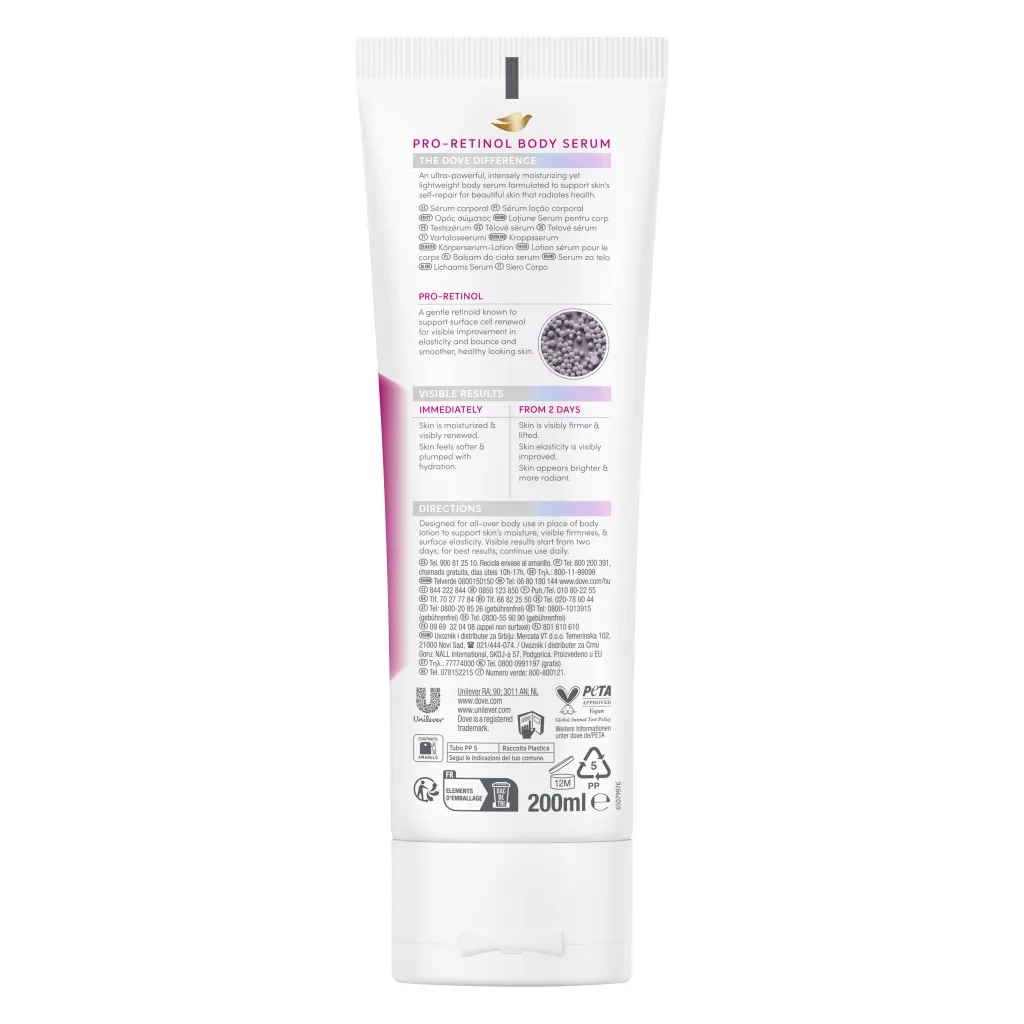 Dove Pro-retinol & Firming testszérum 200 ml + AJÁNDÉK neszeszer táska