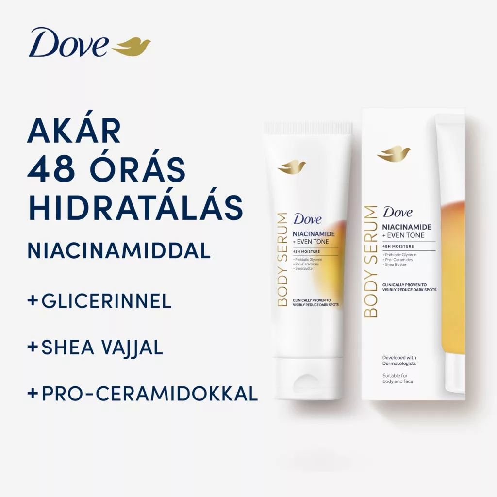 Dove Niacinamide & Even Tone testszérum 200 ml + AJÁNDÉK neszeszer táska