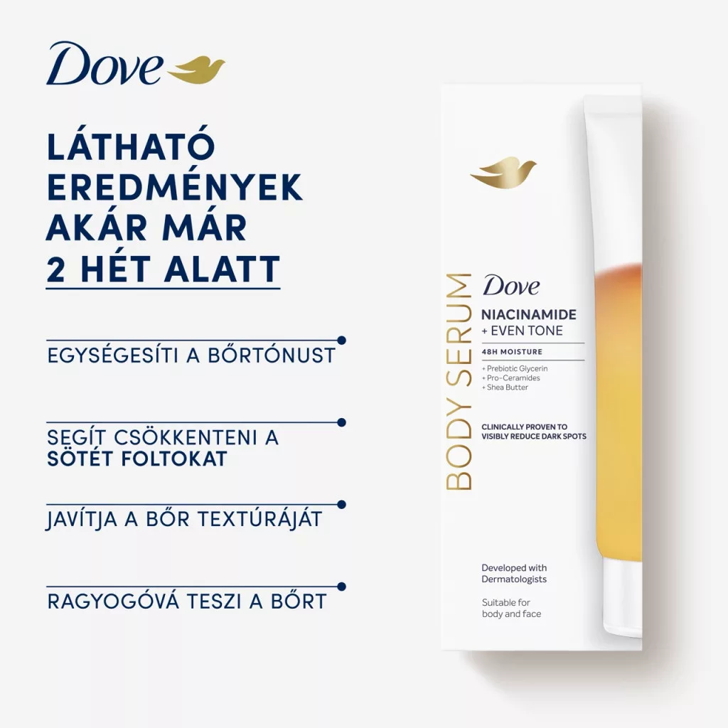 Dove Niacinamide & Even Tone testszérum 200 ml + AJÁNDÉK neszeszer táska