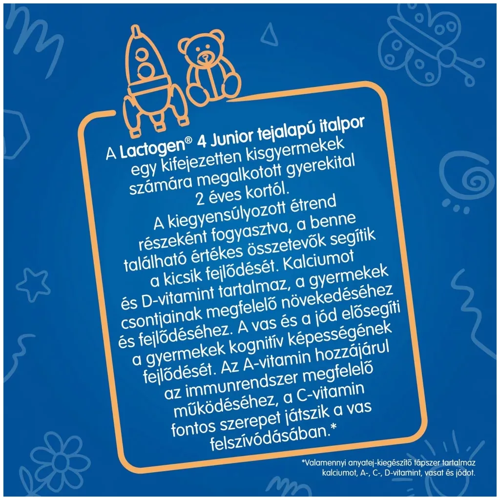 Nestlé Lactogen 4 Junior Vaníliás ízű Tejalapú italpor vitaminokkal és ásványi anyagokkal 24hó+ (1000 g)
