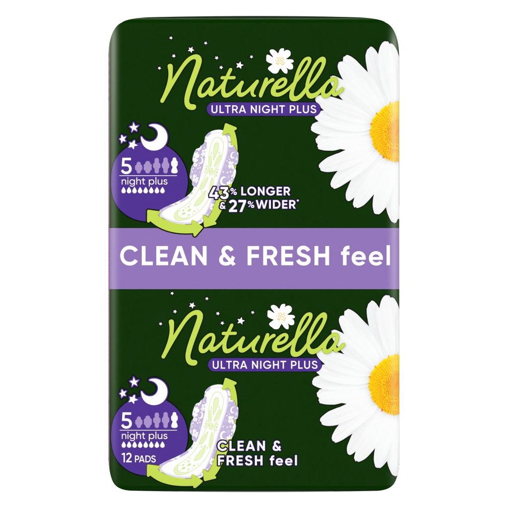 Naturella Ultra Night Plus egészségügyi szárnyas betét, 5-ös méret (12 db)