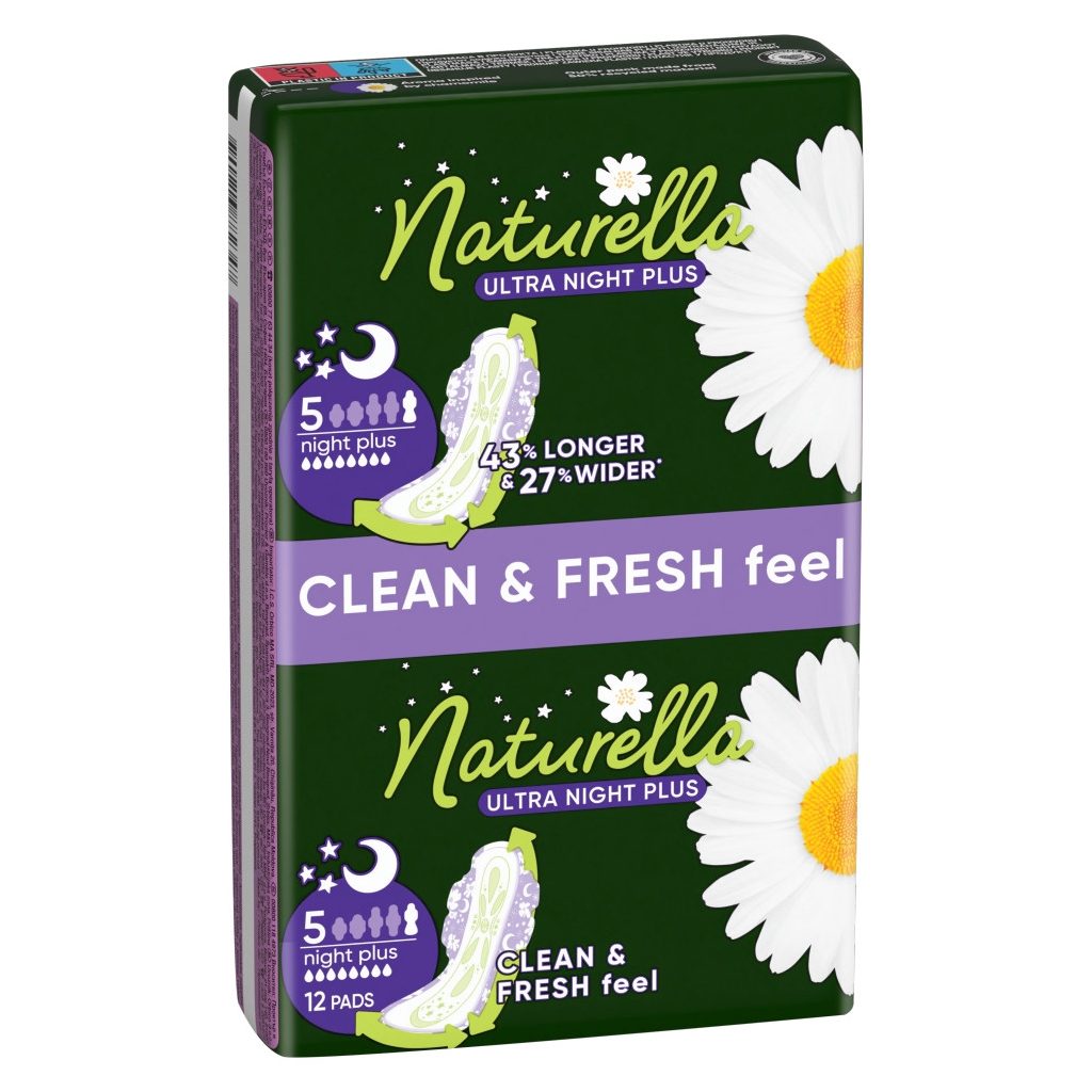 Naturella Ultra Night Plus egészségügyi szárnyas betét, 5-ös méret (12 db)