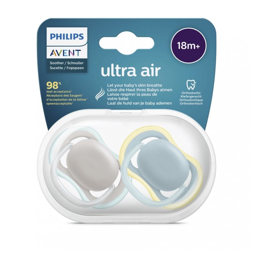 Philips Avent SCF349/01 Ultra air játszócumi neutral 18 hó+ 2db (kék-szürke)