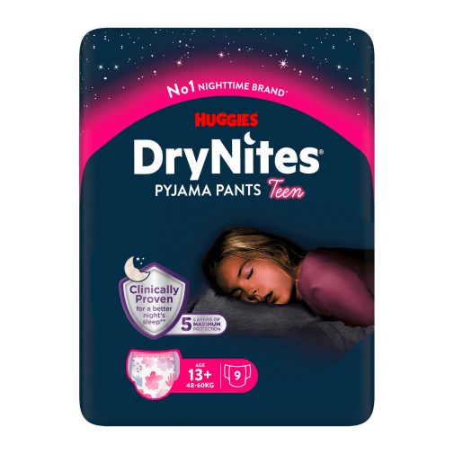 Huggies Drynites éjszakai pelenka, 13+ éves korú lányoknak 48-60 kg, 9 db