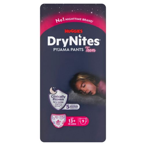 Huggies Drynites éjszakai pelenka, 13+ éves korú lányoknak 48-60 kg, 9 db