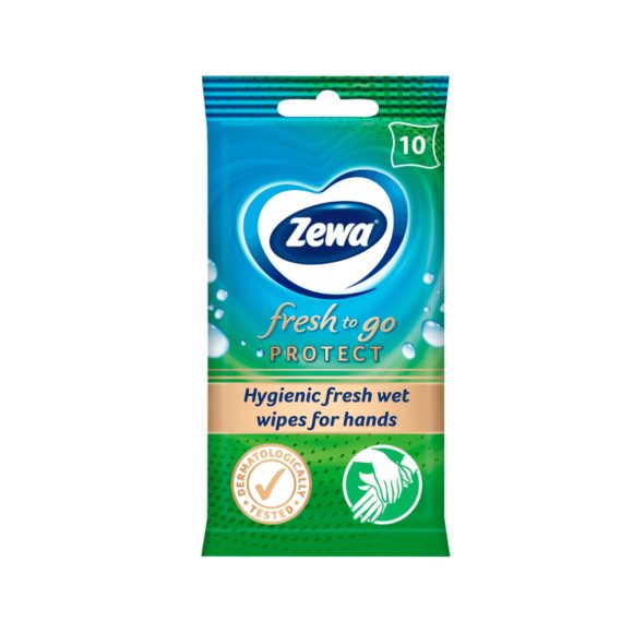 Zewa Fresh To Go Protect higiénikus nedves kéztisztító kendő (10 db)