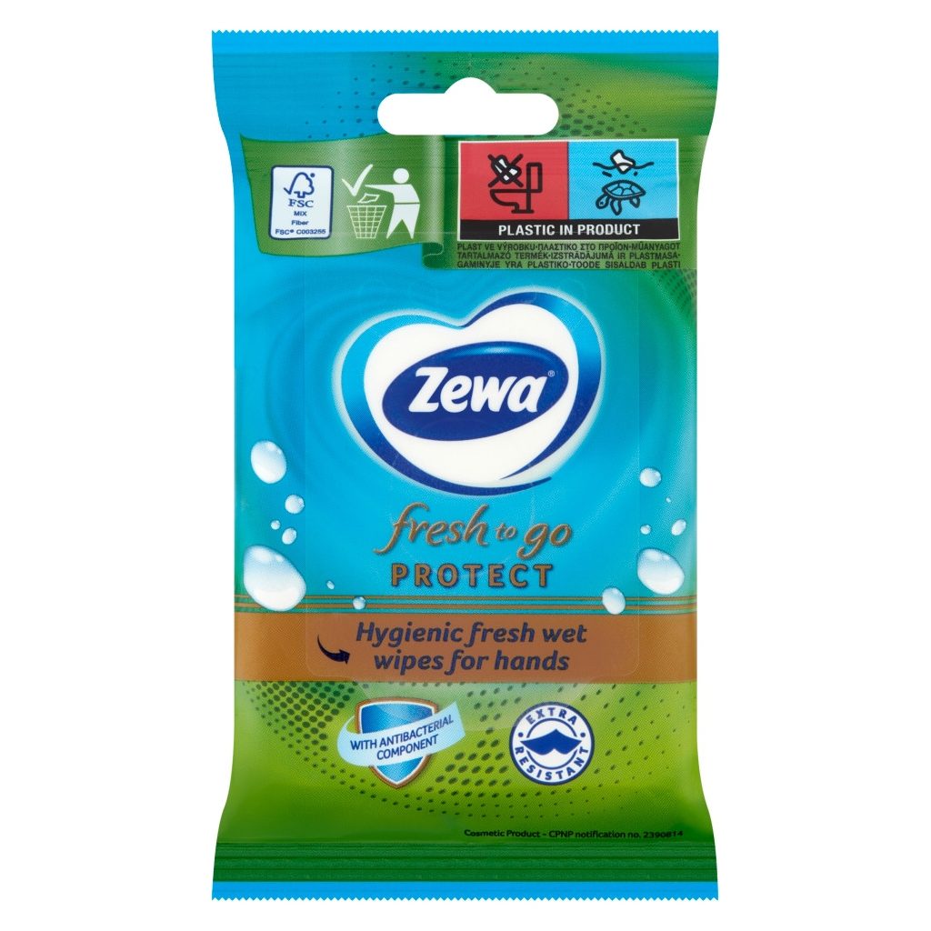 Zewa Fresh To Go Protect higiénikus nedves kéztisztító kendő (10 db)