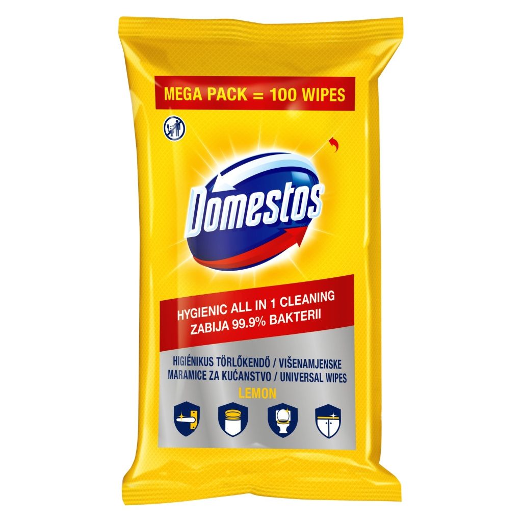 Domestos higiénikus törlőkendő citrom illattal 100 db